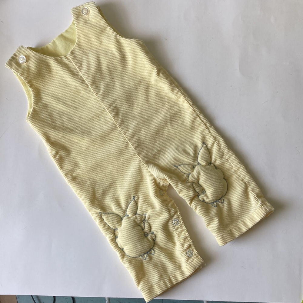 Vintage corduroy overalls with embroidered bunnies